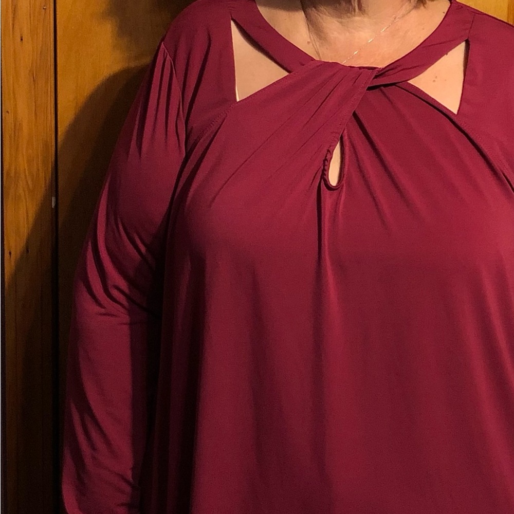 ROAMANS 2X 26/28 Burgundy Blouse Tunic